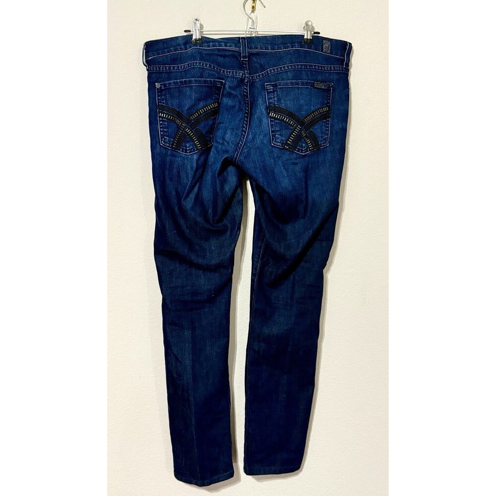 7 For All Mankind Jean Women 30 Gwenevere Skinny Stretch Mid Rise Dark Double X